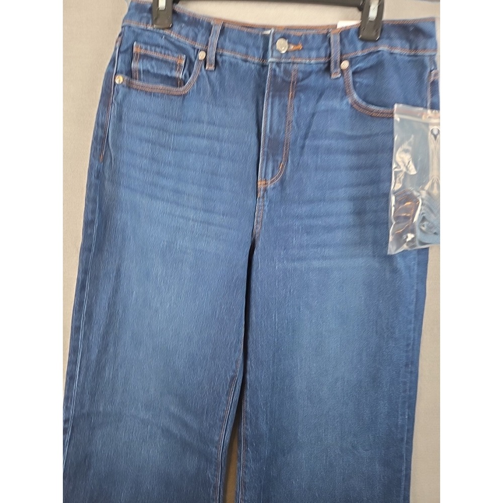 Loft The Wide Leg Jeans Womens 10 High Rise Stretch Flare 30x30 with Belt NEW - Picture 2 of 13